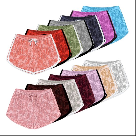 Women's Ultra-Soft Breathable Comfy Solid Velour Velvet Shorts with Drawstring - Picture 15 of 16